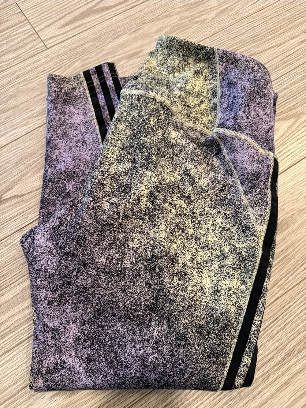 Adidas Heathered Purple-Yellow- Black Leggings